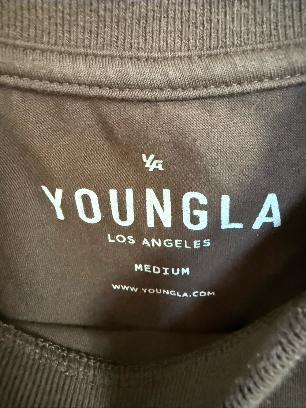 YoungLA Men's Chocolate Brown With White Short-Sleeve Crewneck T-Shirt Medium - Picture 5 of 6